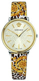 Versace V-Circle Silver Dial Cheetah Print Brown Leather Strap Watch for Women - VBP12017 Authentic Buy Shop Now