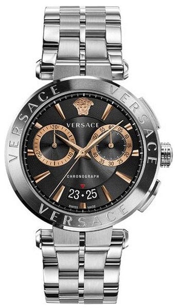 Versace Aion Chronograph Black Dial Silver Steel Strap Watch For Men - VE1D01019 Authentic Buy Shop Now
