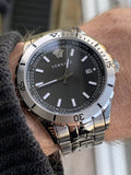 Versace Hellenyium Quartz Black Dial Grey Steel Strap Watch For Men - VE3A00620 Authentic Buy Shop Now