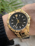 Versace Hellenyium Quartz Black Dial Gold Steel Strap Watch For Men - VE3A00820 Authentic Buy Shop Now