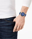 Versace Chain Reaction Quartz Blue Dial Blue & Black Leather Strap Watch for Men - VEDY00119 Authentic Buy Shop Now