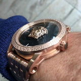 Versace Palazzo Empire Black Dial Rose Gold Steel Strap Watch for Men - VERD00718 Authentic Buy Shop Now