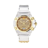 Versace Icon Active Chronograph Gold Dial White Silicone Strap Watch for Men - VEZ700121 Authentic Buy Shop Now