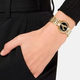 Versace V Virtus Quartz Black Dial Gold Steel Strap Watch For Women - VET300121 Authentic Buy Shop Now