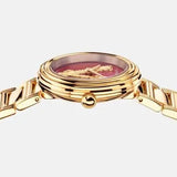 Versace Virtus Mini Quartz Red Dial Gold Steel Strap Watch For Women - VET300321 Authentic Buy Shop Now