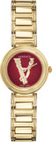 Versace Virtus Mini Quartz Red Dial Gold Steel Strap Watch For Women - VET300321 Authentic Buy Shop Now