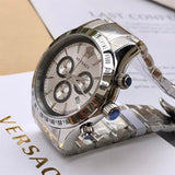 Versace Classic Chronograph Quartz Silver Dial Two Tone Steel Strap Watch For Men - VEV700519 Authentic Buy Shop Now