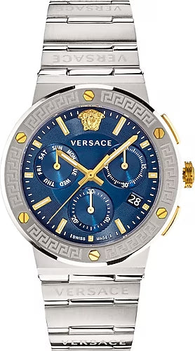 Versace Greca Quartz Blue Dial Silver Steel Strap Watch For Men - VEZ900221 Authentic Buy Shop Now