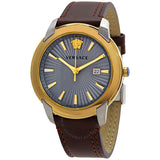 Versace V-Urban Quartz Grey Dial Brown Leather Strap Watch for Men - VELQ00219 Authentic Buy Shop Now