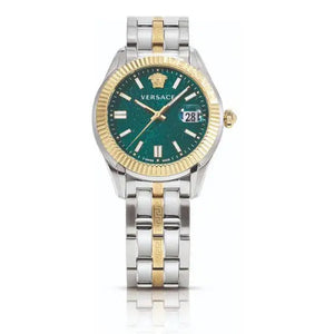 Versace Greca Time Quartz Green Dial Two Tone Steel Strap Watch For Men - VE3K00422 Authentic Buy Shop Now