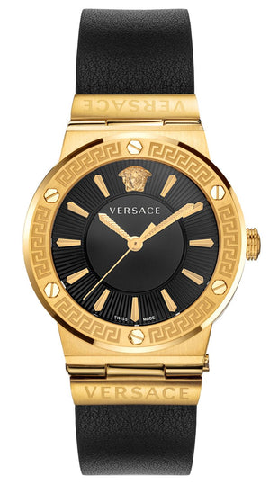 Versace Greca Black Dial Black Leather Strap Watch for Women - VEVH00320 Authentic Buy Shop Now