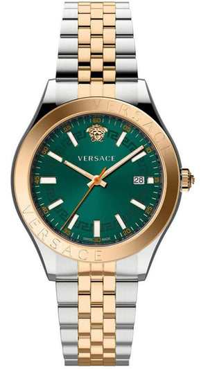 Versace Hellenyium Quartz Green Dial Two Tone Steel Strap Watch for Men - VEVK01324 Authentic Buy Shop Now
