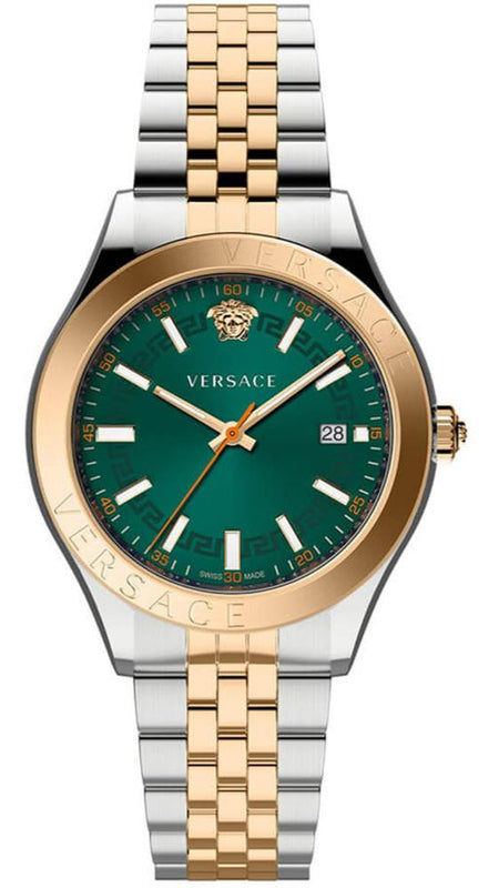 Versace Hellenyium Quartz Green Dial Two Tone Steel Strap Watch for Men - VEVK01324 Authentic Buy Shop Now