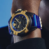 Versace Icon Active Chronograph Black Dial Blue Rubber Strap Watch For Men VEZ700521 Authentic Buy Shop Now