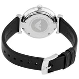 Emporio Armani Gianni T Bar Mother of Pearl Dial Black Leather Strap Watch For Women - AR90002 Authentic Buy Shop Now