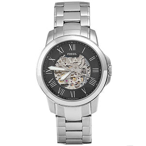 Fossil Grant Automatic Skeleton Black Dial Silver Steel Strap Watch for Men - ME3103 Authentic Buy Shop Now