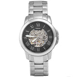 Fossil Grant Automatic Skeleton Black Dial Silver Steel Strap Watch for Men - ME3103 Authentic Buy Shop Now