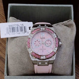 Guess Limelight Quartz Diamonds Pink Dial Pink Denim Strap Watch For Women - W0775l15 Authentic Buy Shop Now