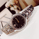 Versace Crystal Gleam Guilloche Black Dial Silver Steel Strap Watch for Women - VAN030016 Authentic Buy Shop Now