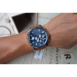 Michael Kors Lexington Chronograph Blue Dial Brown Leather Strap Watch For Men - MK8537 Authentic Buy Shop Now
