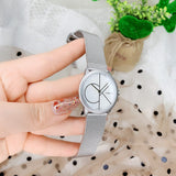 Calvin Klein Minimal White Dial Silver Mesh Bracelet Watch for Women - K3M5215X Authentic Buy Shop Now