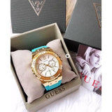 Guess Limelight Crystal White Dial Light Blue Rubber Strap Watch for Women - W1053L6 Authentic Buy Shop Now