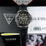 Guess Indovina Quartz Black Dial Black Leather Strap Watch For Men - W0040G9 Authentic Buy Shop Now