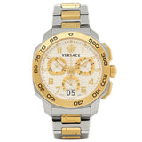 Versace Dylos Chronograph Silver Dial Two Tone Steel Strap Watch for Men - VQC030015 Authentic Buy Shop Now