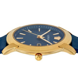 Versace V-Urban Quartz Blue Dial Blue Leather Strap Watch for Men - VELQ00319 Authentic Buy Shop Now