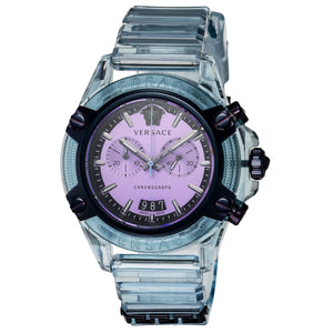 Versace Icon Active Chronograph Purple Dial Blue Silicone Strap Watch For Men - VEZ701523 Authentic Buy Shop Now