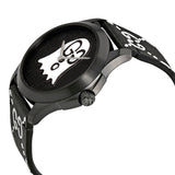Gucci G Timeless Ghost Black Dial Black Leather Strap Watch For Men - YA1264018 Authentic Buy Shop Now