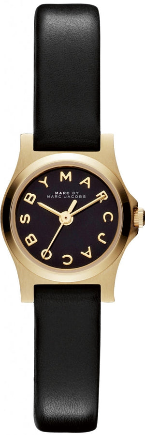 Marc Jacobs Henry Dinky Black Dial Black Leather Strap Watch for Women - MBM1240 Authentic Buy Shop Now