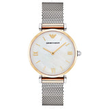 Emporio Armani Gianni T Bar Mother of Pearl Dial Silver Mesh Bracelet Watch For Women - AR2068 Authentic Buy Shop Now