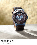 Guess Force Quartz Brown Dial Brown Leather Strap Watch For Men - W0674G5 Authentic Buy Shop Now