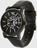 Emporio Armani Meccanico Automatic Skeleton Dial Black Leather Strap Watch For Men - AR60008 Authentic Buy Shop Now