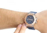 Guess Rigor Analog Blue Dial Blue Denim Strap Watch For Men - W0040G6 Authentic Buy Shop Now