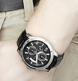 Guess Exec Chronograph Quartz Black Dial Black Leather Strap Watch for Men - W0076G1 Authentic Buy Shop Now