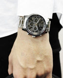 Guess Horizon Chronograph Quartz Black Dial Silver Steel Strap Watch For Men - W0379G1 Authentic Buy Shop Now