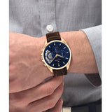 Tommy Hilfiger Baker Chronograph Blue Dial Brown Leather Strap Watch For Men - 1710453 Authentic Buy Shop Now