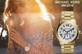 Michael Kors Cooper Chronograph White Dial Gold Steel Strap Watch For Women - MK5916 Authentic Buy Shop Now