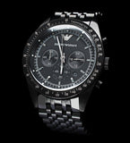 Emporio Armani Tazio Chronograph Black Dial Black Steel Strap Watch For Men - AR5989 Authentic Buy Shop Now