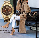 Michael Kors Bradshaw Brown Dial Gold Steel Strap Watch for Women - MK5502 Authentic Buy Shop Now