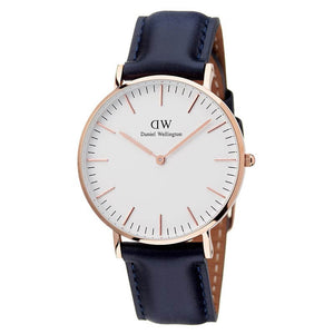 Daniel Wellington Classic Somerset White Dial Blue Leather Strap Watch For Women - DW00100123 Authentic Buy Shop Now