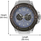 Guess Rigor Analogue Quartz Blue Dial Brown Leather Strap Watch For Men - W0040G10 Authentic Buy Shop Now