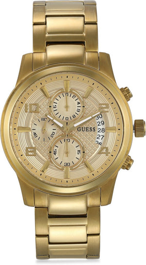 Guess Analog Chronograph Gold Dial Gold Steel Strap Watch for Men - W0075G5 Authentic Buy Shop Now