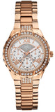 Guess Viva Diamonds White Dial Rose Gold Steel Strap Watch for Women - W0111L3 Authentic Buy Shop Now