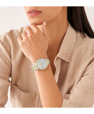 Guess Mini Spectrum Analog Silver Dial Two Tone Steel Strap Watch For Women - W0122L2 Authentic Buy Shop Now