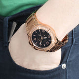 Guess Rigor Multi Function Black Dial Rose Gold Steel Strap Watch For Men - W0218G3 Authentic Buy Shop Now