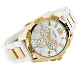 Guess Intrepid White Dial Two Tone Silicone Strap Watch For Women - W0325L2 Authentic Buy Shop Now