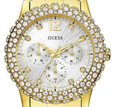 Guess Dazzler Diamonds Silver Dial Gold Steel Strap Watch for Women - W0335L2 Authentic Buy Shop Now